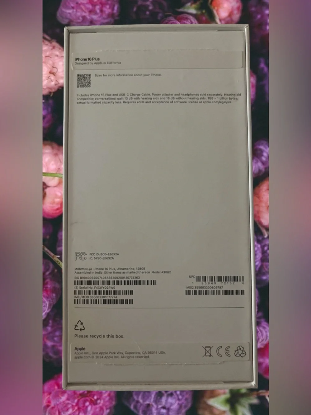 Apple iPhone 16 Plus in Ultramarine Blue - BOX ONLY